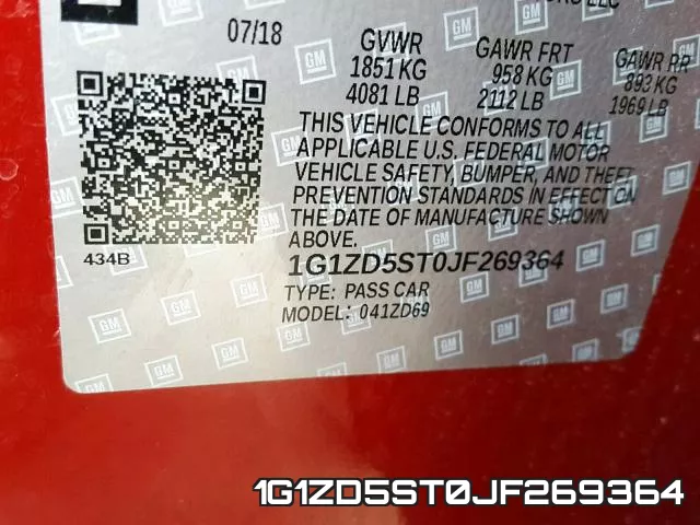 1G1ZD5ST0JF269364 фото 2