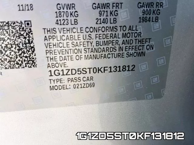 1G1ZD5ST0KF131812 фото 2