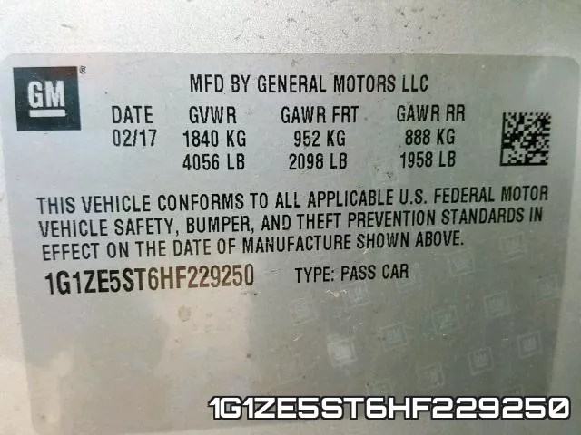 1G1ZE5ST6HF229250 фото 2