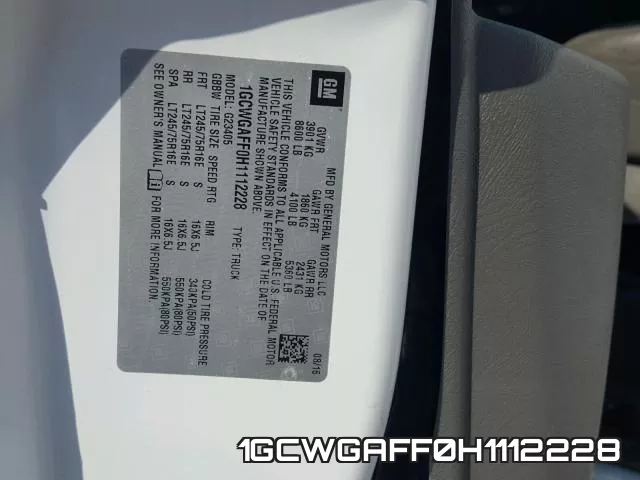 1GCWGAFF0H1112228 фото 2