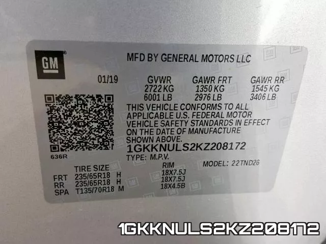 1GKKNULS2KZ208172 фото 2