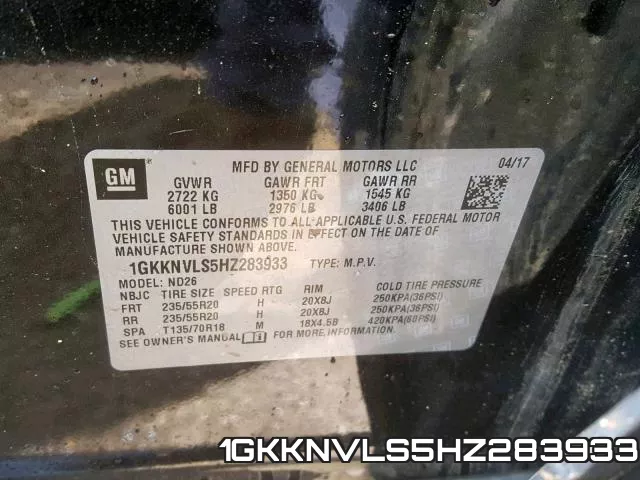 1GKKNVLS5HZ283933 фото 2