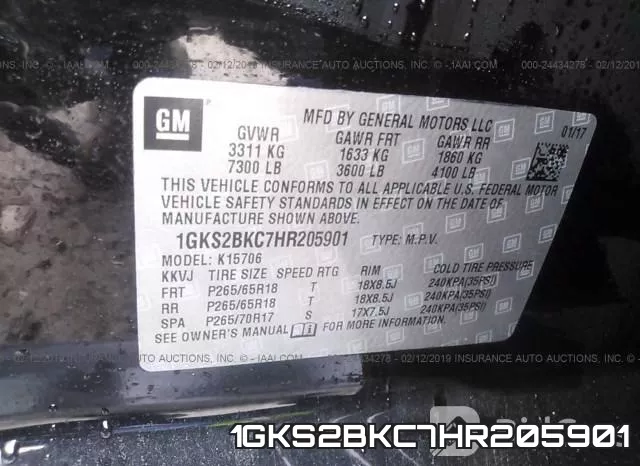 1GKS2BKC7HR205901 фото 10