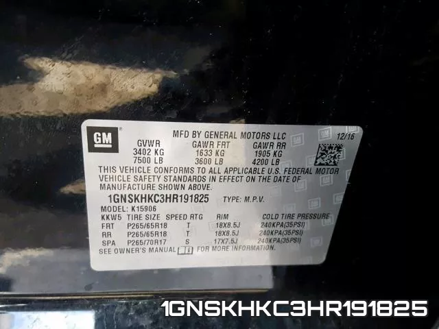 1GNSKHKC3HR191825 фото 2