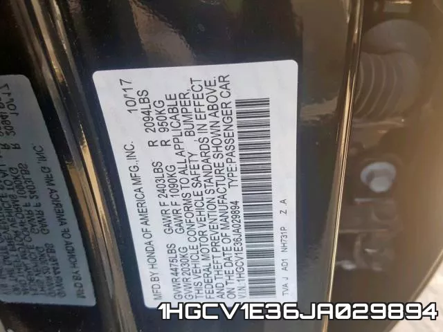 1HGCV1E36JA029894 фото 2