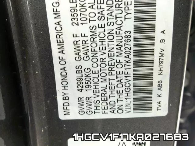 1HGCV1F17KA027683 фото 2