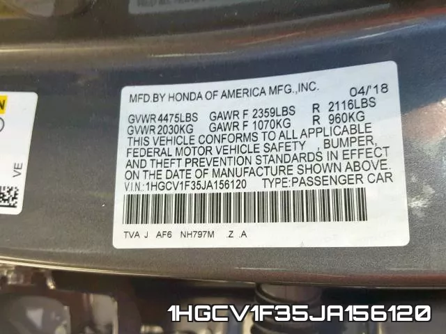 1HGCV1F35JA156120 фото 2