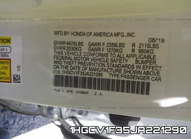 1HGCV1F35JA221290 фото 10