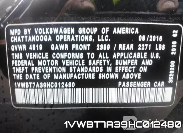 1VWBT7A39HC012480 фото 10