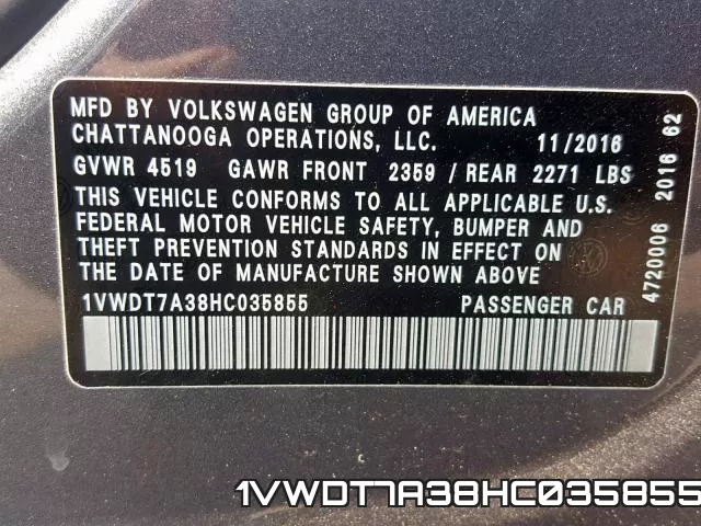 1VWDT7A38HC035855 фото 2
