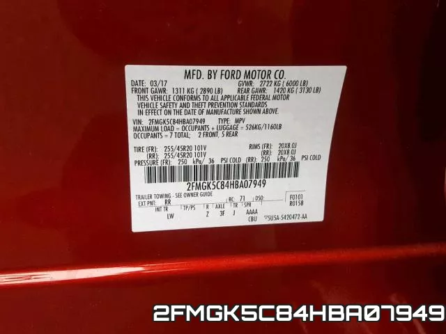 2FMGK5C84HBA07949 фото 2