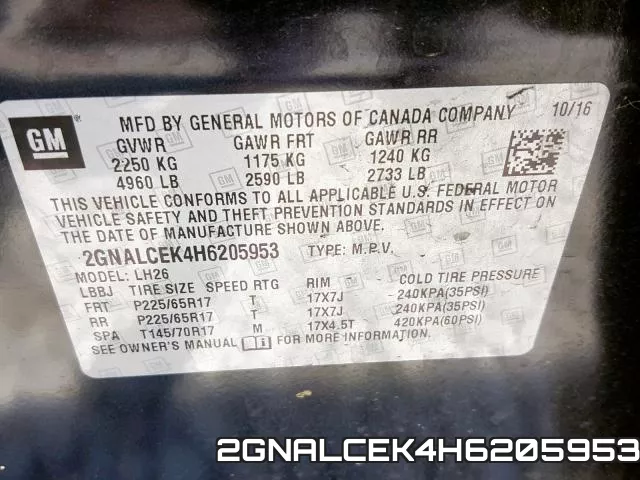 2GNALCEK4H6205953 фото 2