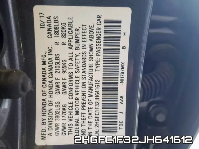 2HGFC1F32JH641612 фото 2