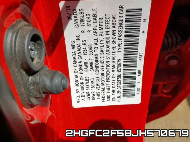 2HGFC2F58JH570679 фото 2