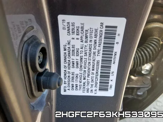 2HGFC2F63KH533095 фото 2