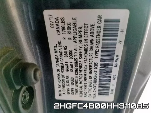 2HGFC4B00HH311085 фото 2