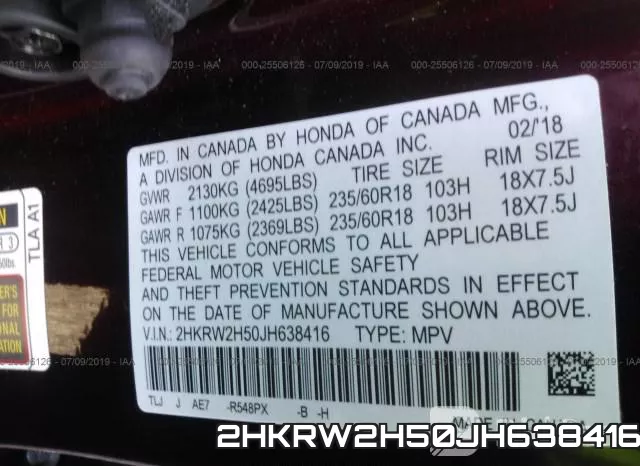 2HKRW2H50JH638416 фото 10