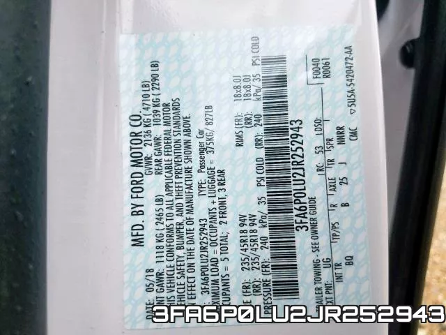 3FA6P0LU2JR252943 фото 2