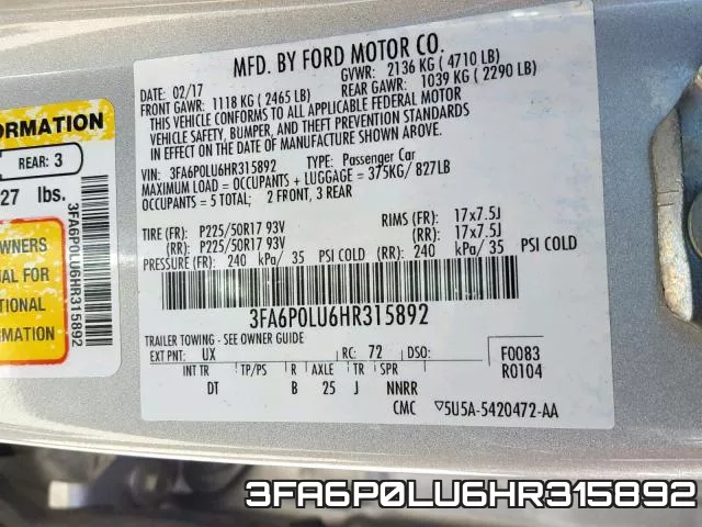 3FA6P0LU6HR315892 фото 2