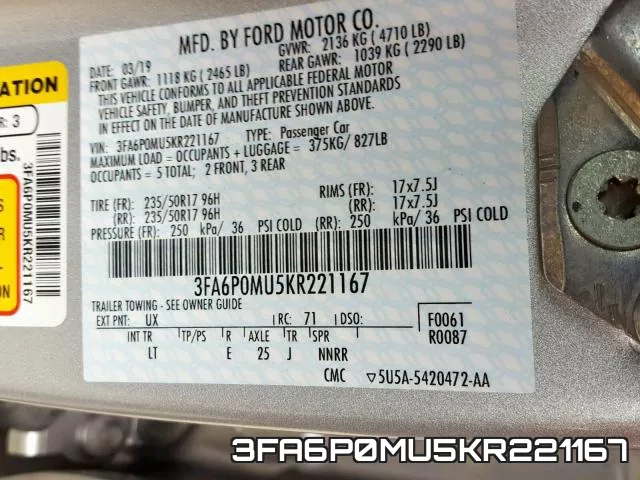 3FA6P0MU5KR221167 фото 2