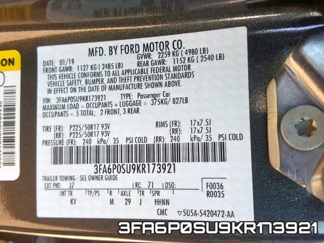 3FA6P0SU9KR173921 фото 2