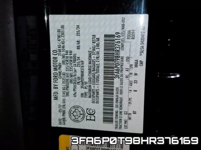 3FA6P0T98HR376169 фото 2