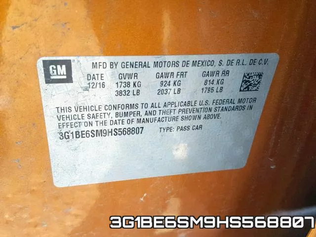 3G1BE6SM9HS568807 фото 2