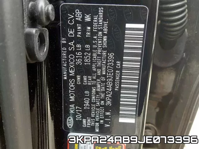 3KPA24AB9JE073396 фото 2