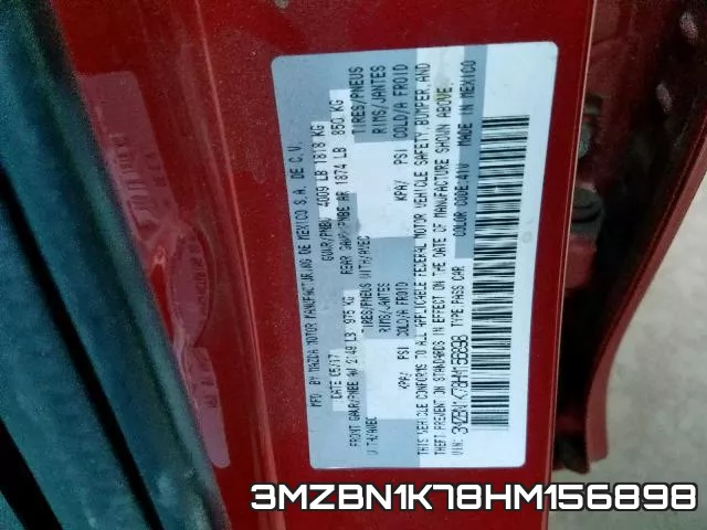 3MZBN1K78HM156898 фото 2