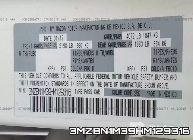 3MZBN1M39HM129316 фото 10