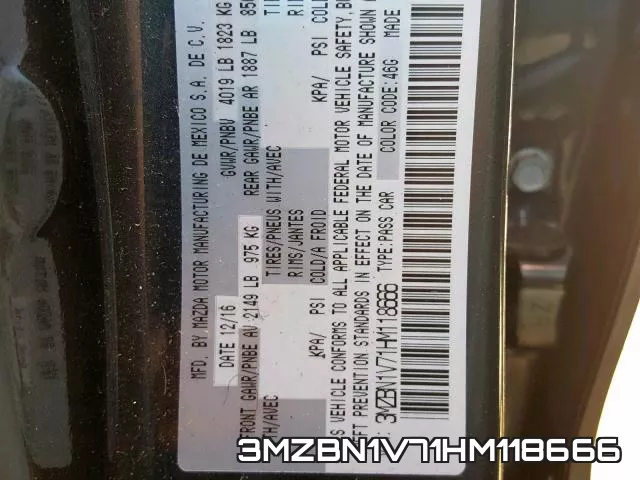 3MZBN1V71HM118666 фото 2