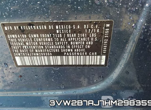 3VW2B7AJ7HM298359 фото 10
