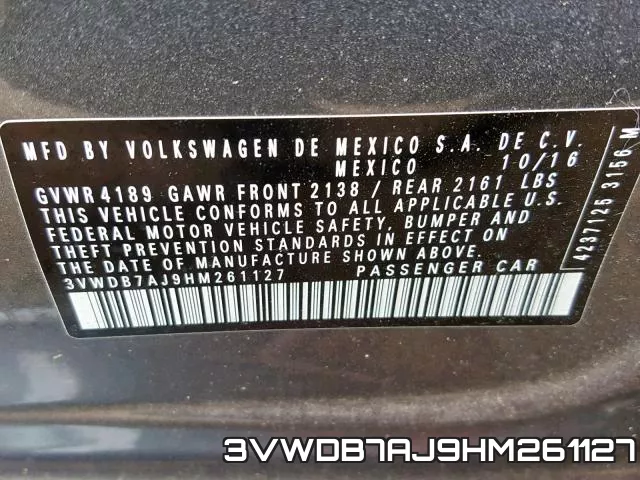 3VWDB7AJ9HM261127 фото 2