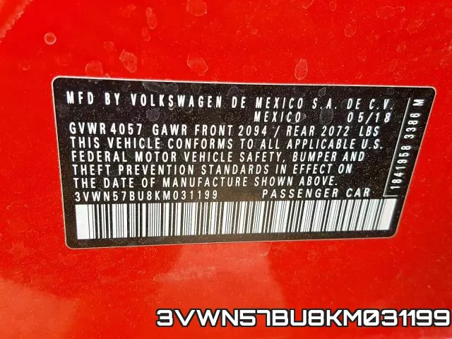 3VWN57BU8KM031199 фото 2