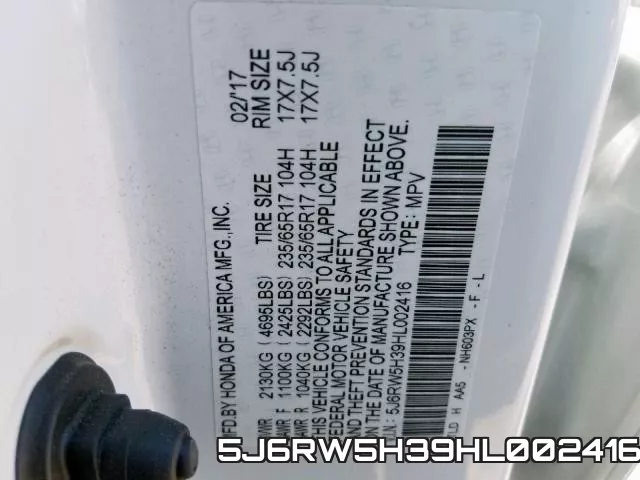 5J6RW5H39HL002416 фото 2