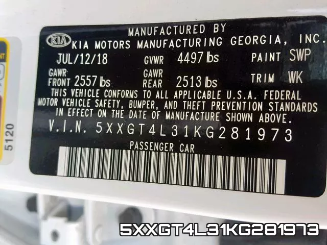 5XXGT4L31KG281973 фото 2