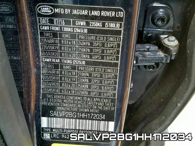 SALVP2BG1HH172034 фото 2
