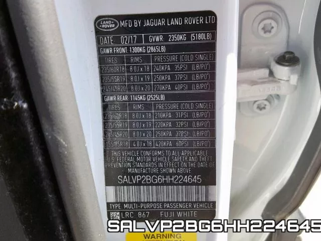 SALVP2BG6HH224645 фото 2