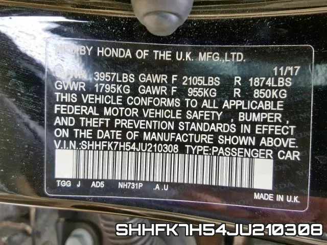 SHHFK7H54JU210308 фото 2