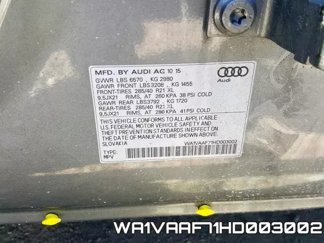 WA1VAAF71HD003002 фото 2