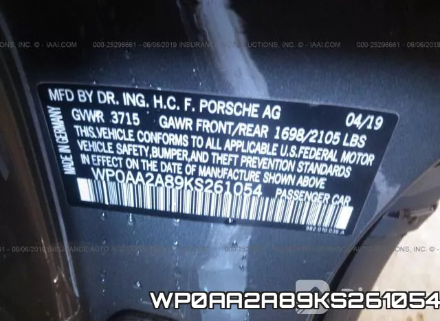 WP0AA2A89KS261054 фото 10