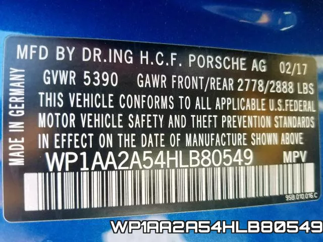 WP1AA2A54HLB80549 фото 2