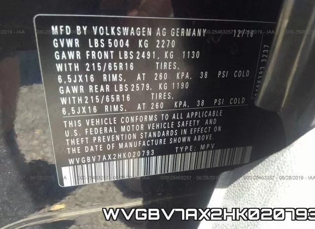 WVGBV7AX2HK020793 фото 10