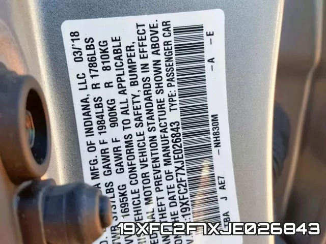19XFC2F7XJE026843 фото 2
