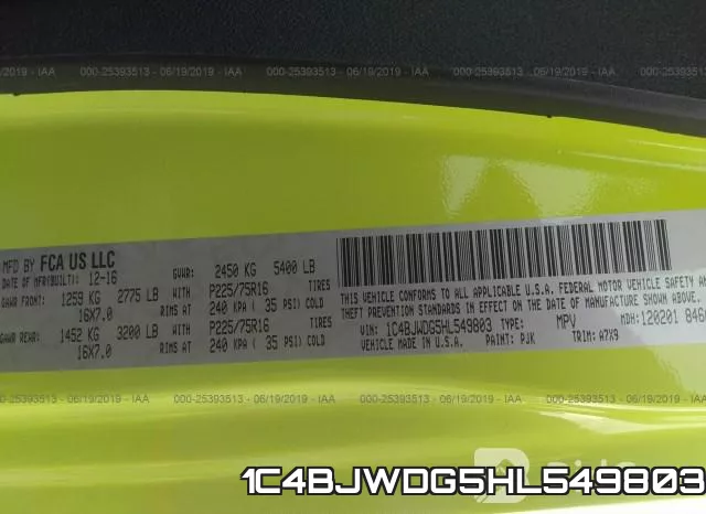 1C4BJWDG5HL549803 фото 10