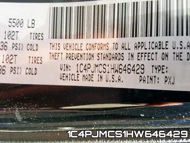 1C4PJMCS1HW646429 фото 2