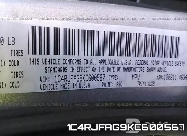 1C4RJFAG9KC600567 фото 10