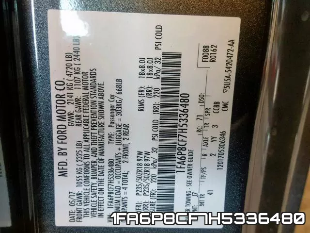 1FA6P8CF7H5336480 фото 2