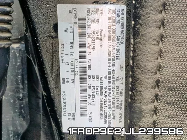 1FADP3E21JL239586 фото 2