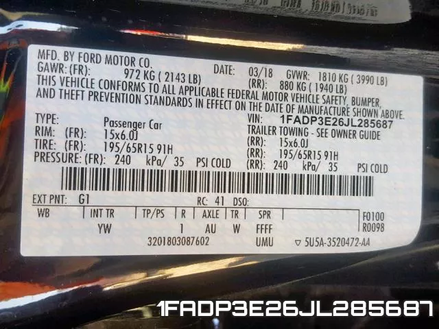 1FADP3E26JL285687 фото 2